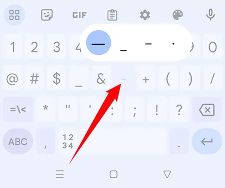 How to type the em dash on the Android phone