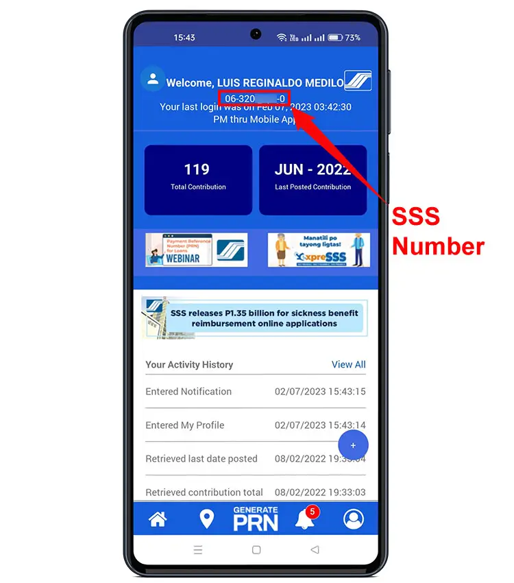 How to know your SSS number in mobile app
